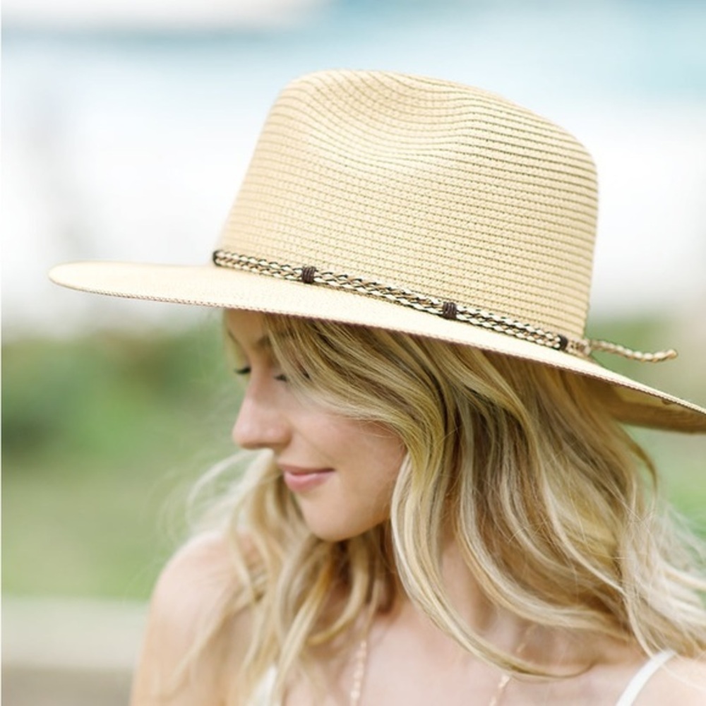 Braided Double Band Panama Hat NWT